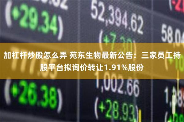 加杠杆炒股怎么弄 苑东生物最新公告：三家员工持股平台拟询价转让1.91%股份