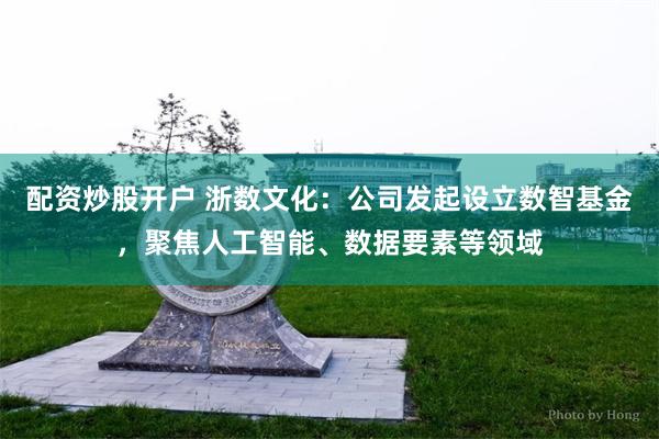 配资炒股开户 浙数文化：公司发起设立数智基金，聚焦人工智能、数据要素等领域