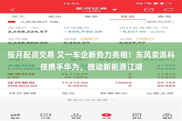 按月配资交易 又一车企新势力亮相！东风奕派科技携手华为，搅动新能源江湖