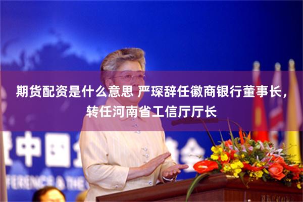 期货配资是什么意思 严琛辞任徽商银行董事长，转任河南省工信厅厅长