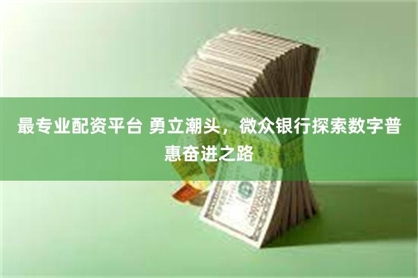 最专业配资平台 勇立潮头，微众银行探索数字普惠奋进之路